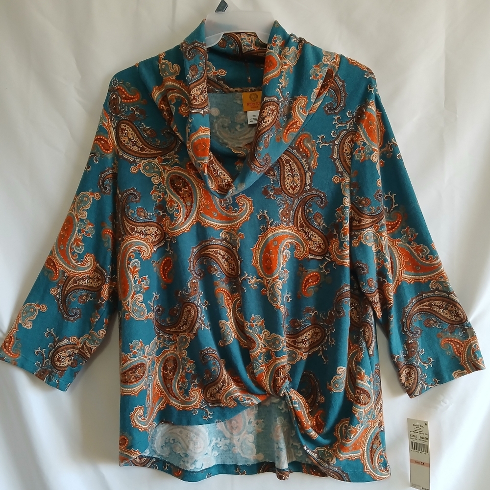 Ruby Rd. Woman SZ 2X Cowl Neck Paisley Top